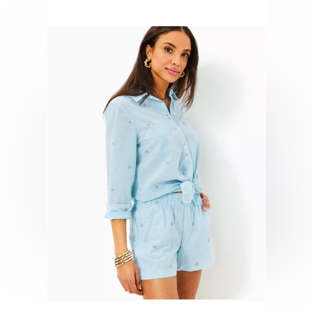 NWT! Lilly Pulitzer Hydra Blue Striped Seaside Star Jacquard shorts